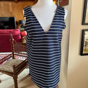 BANANA REPUBLIC Navy White Stripe Nautical Breton Sleeveless V Neck Top - S